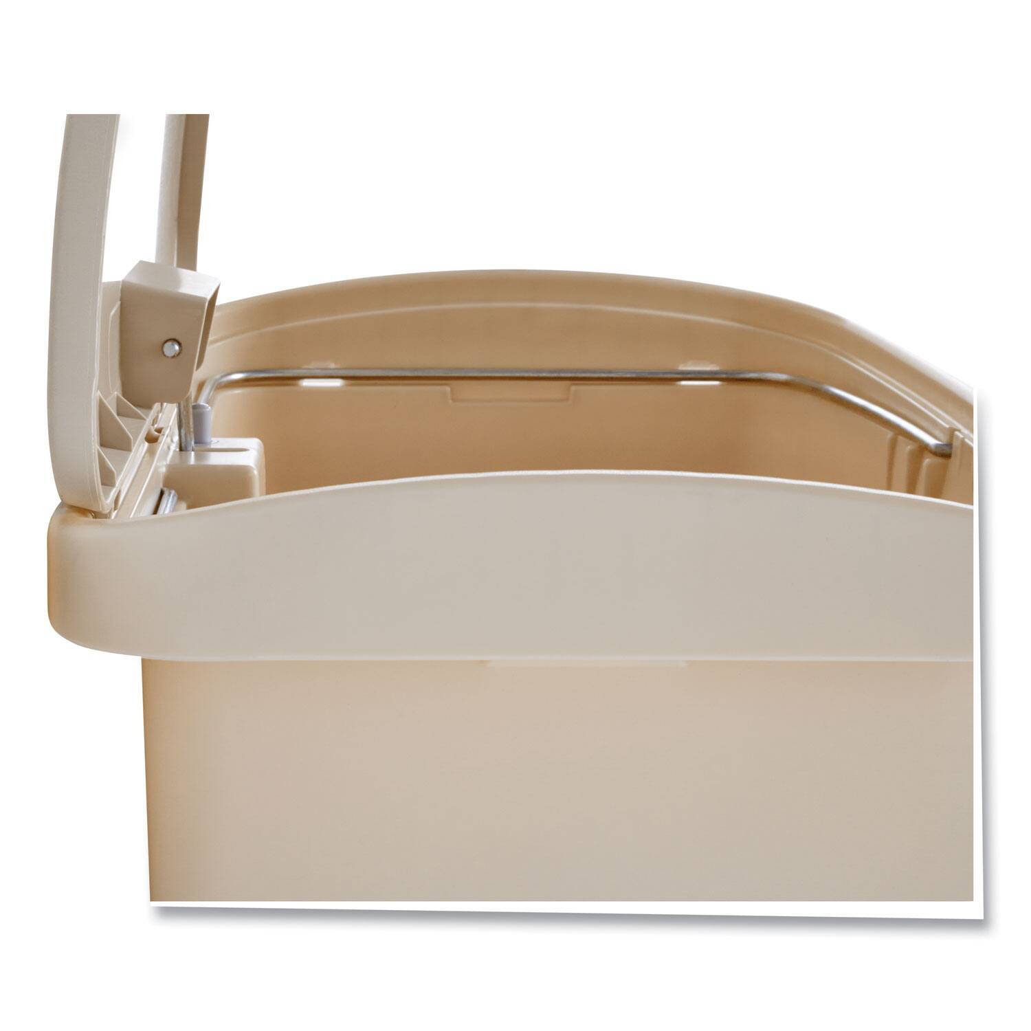 Back. RubberMaid - Streamline Resin Step-On Container, Front Step Style, 8 gal, Polyethylene, Beige.