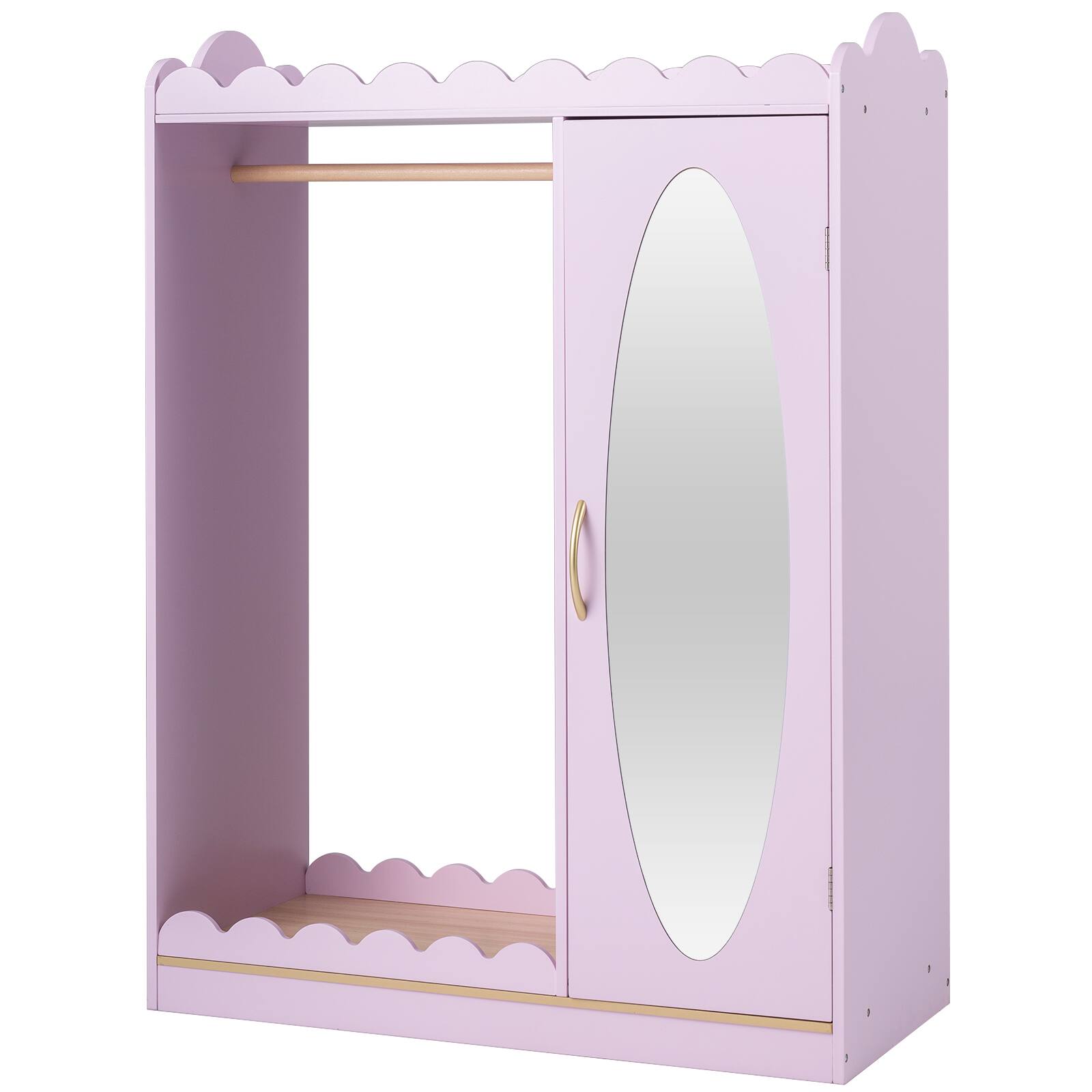 Alt View 9. Costway - Costway Kids Dress Up Storage with Full Length Mirror, Single Door Cabinet, Hanging Rod - Pink.