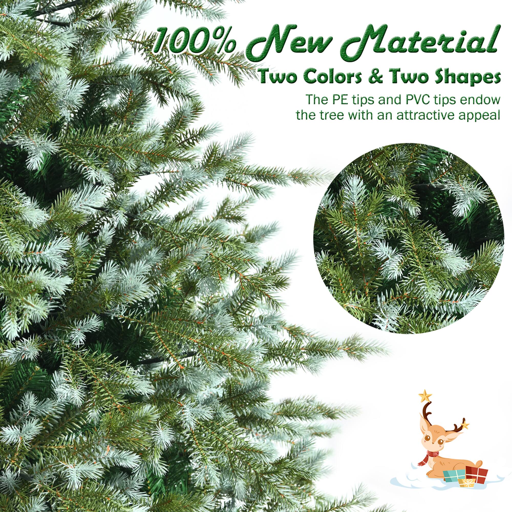 100% New Material  
Two Colors & Two Shapes  
The PE tips and PVC tips endow the tree with an attractive appeal