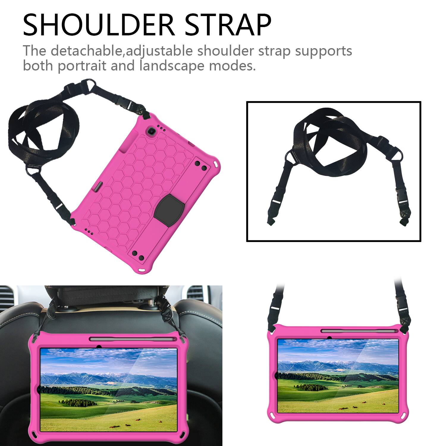 SHOULDER STRAP  
The detachable, adjustable shoulder strap supports both portrait and landscape modes.