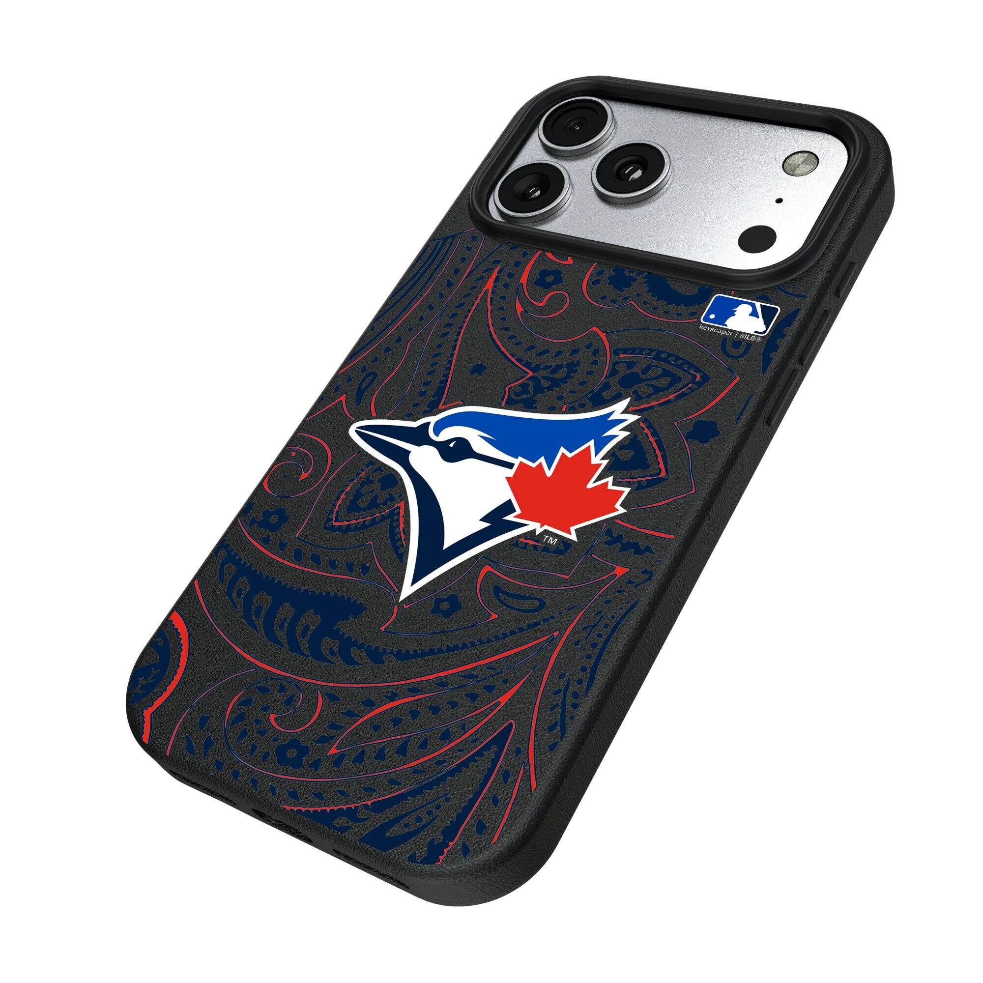 Alt View 1. Keyscaper - Toronto Blue Jays Paisley iPhone Magnetic Bump Case - 15 - Black.
