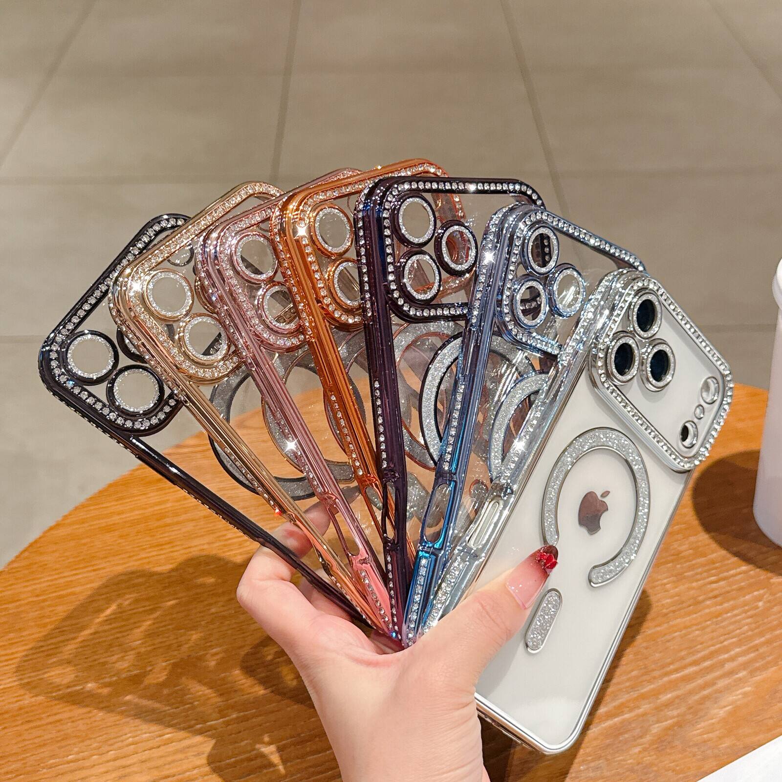 Alt View 3. UUCOVER - For Apple iPhone 17 Pro Max Magnetic Case with Camera Lens Protector, Compatible with MagSafe Slim Glitter Clear Cover - Darkpurple.