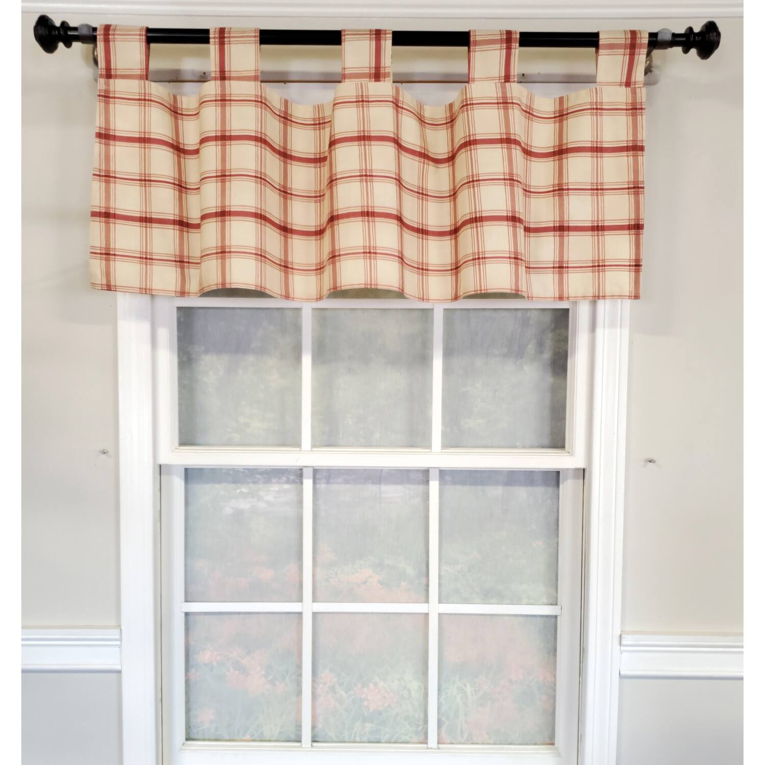 Angle. RLF Home - RLF Home 4" Top Tab High Quality Fabric Al Fresco Tab Valance for Windows 50" x 16" Burgundy - Burgundy.