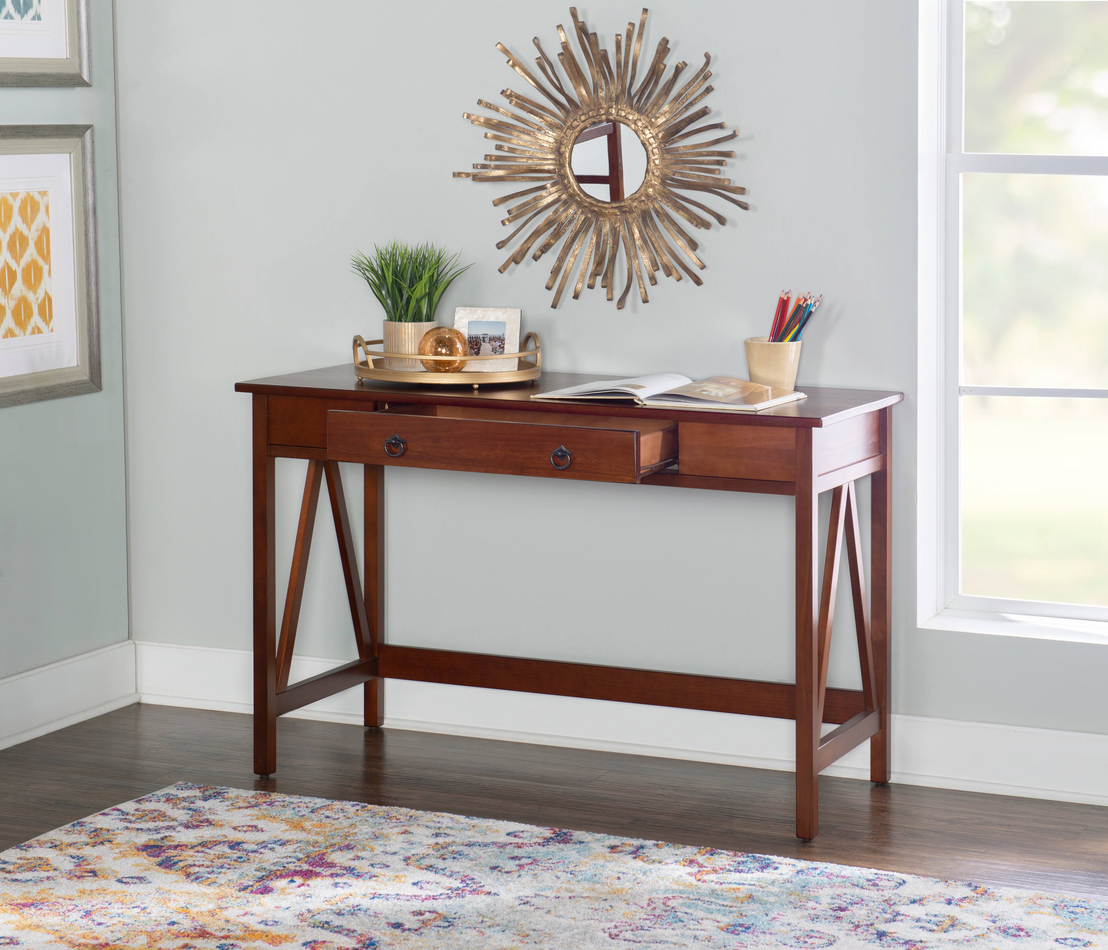 Alt View 21. Linon Home Décor - Tressa Solid Wood Desk With Drawer - Antique Tobacco Brown.