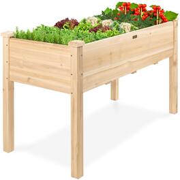 Best Choice Products - 48x24x30in Raised Garden Bed, Elevated Wooden Planter for Yard w/ Foot Caps, Liner - Classic Wood