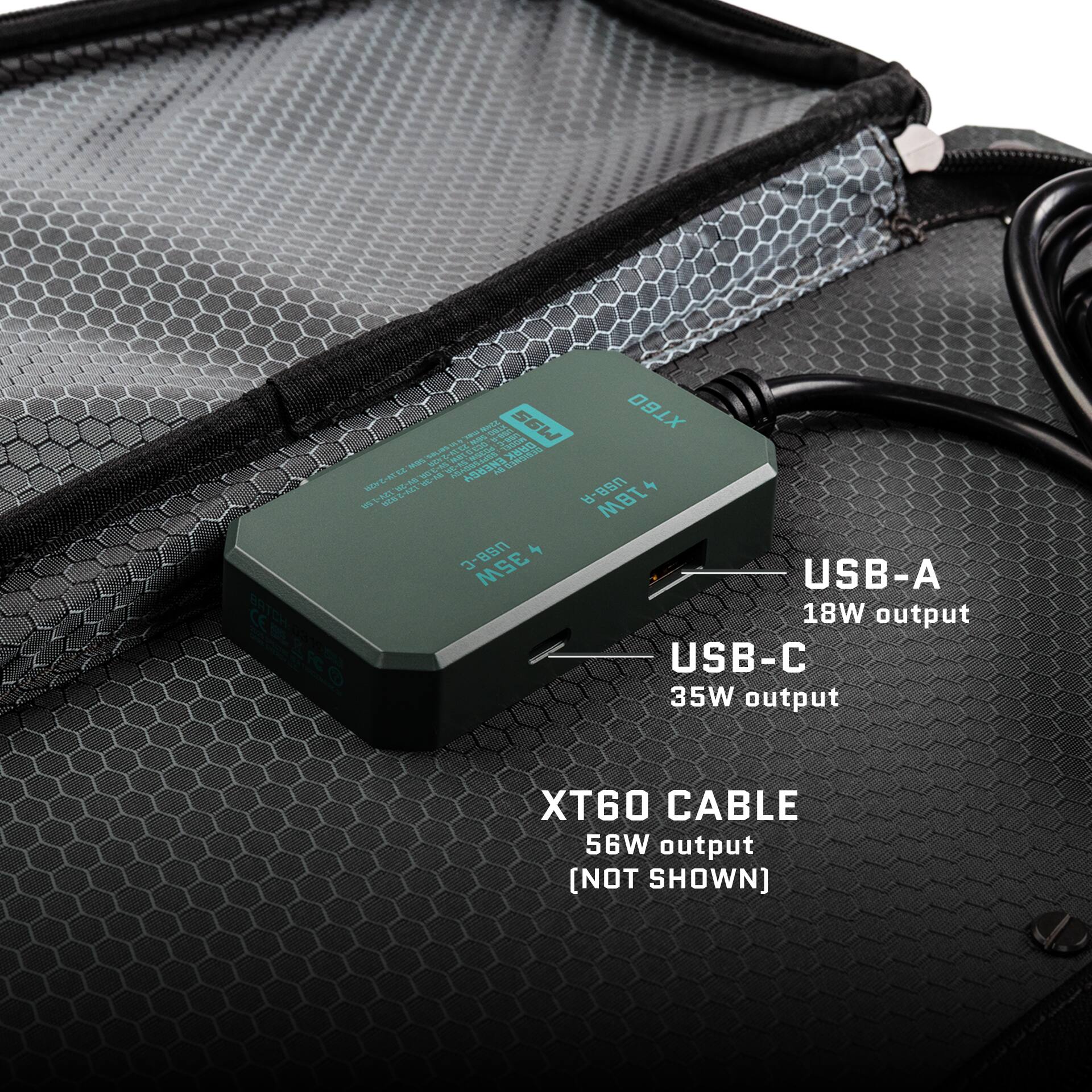 asa 56W 091X - Thd P - 0 m - EMEBCA L M 1 - USB-R L S A JBM - h 35W USB-A CE BRTEN 18W output CELLZIO USB-C 35W output XT60 CABLE 56W output [NOT SHOWN]