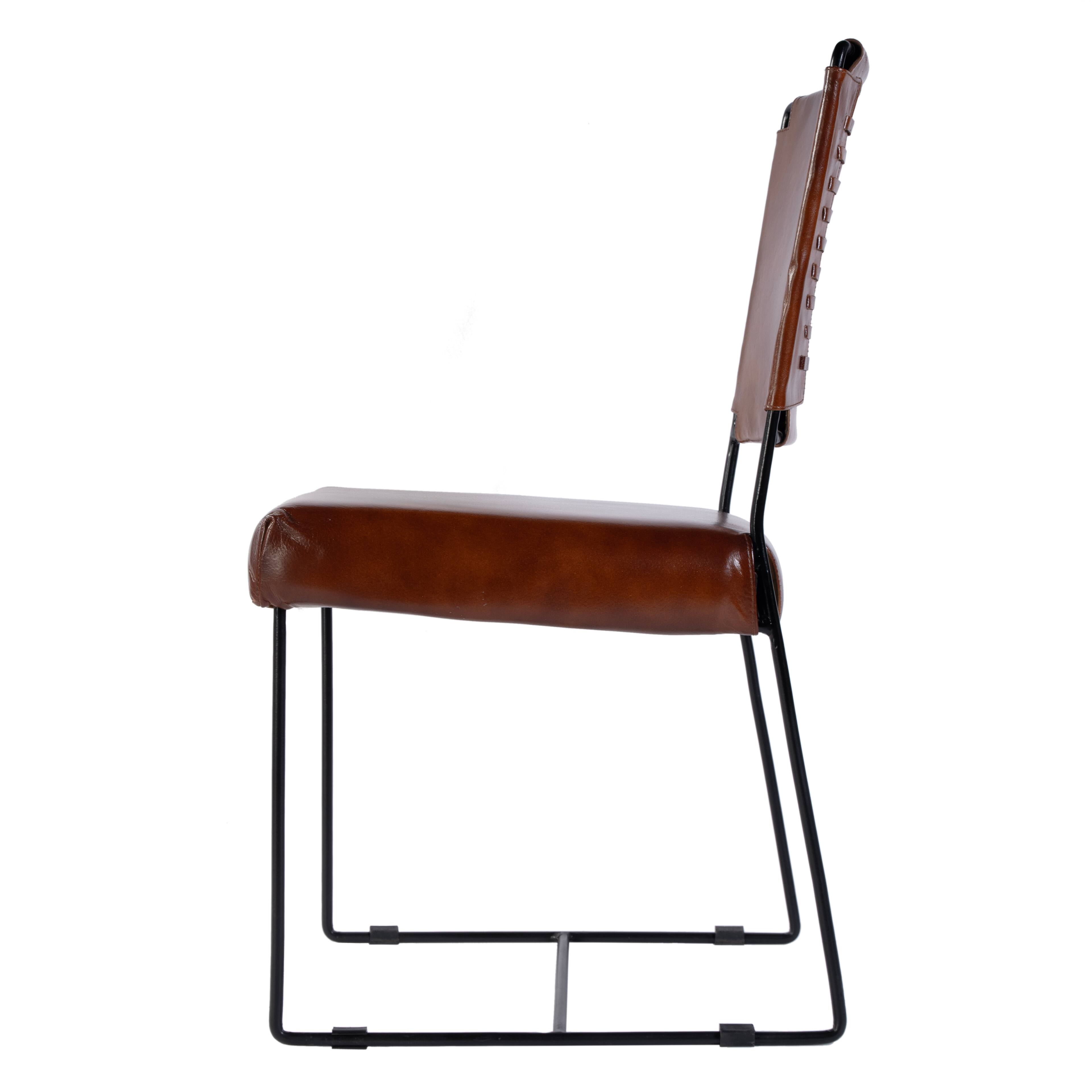 Alt View 2. Butler Specialty - Nevin 19 in. Seat Height Leather and Iron Dining Side Chair - Brown.