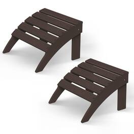 FODINGHILL - HDPE Adirondack Ottoman Set of 2, All weather Footrest for Patio & Garden - BrownWood
