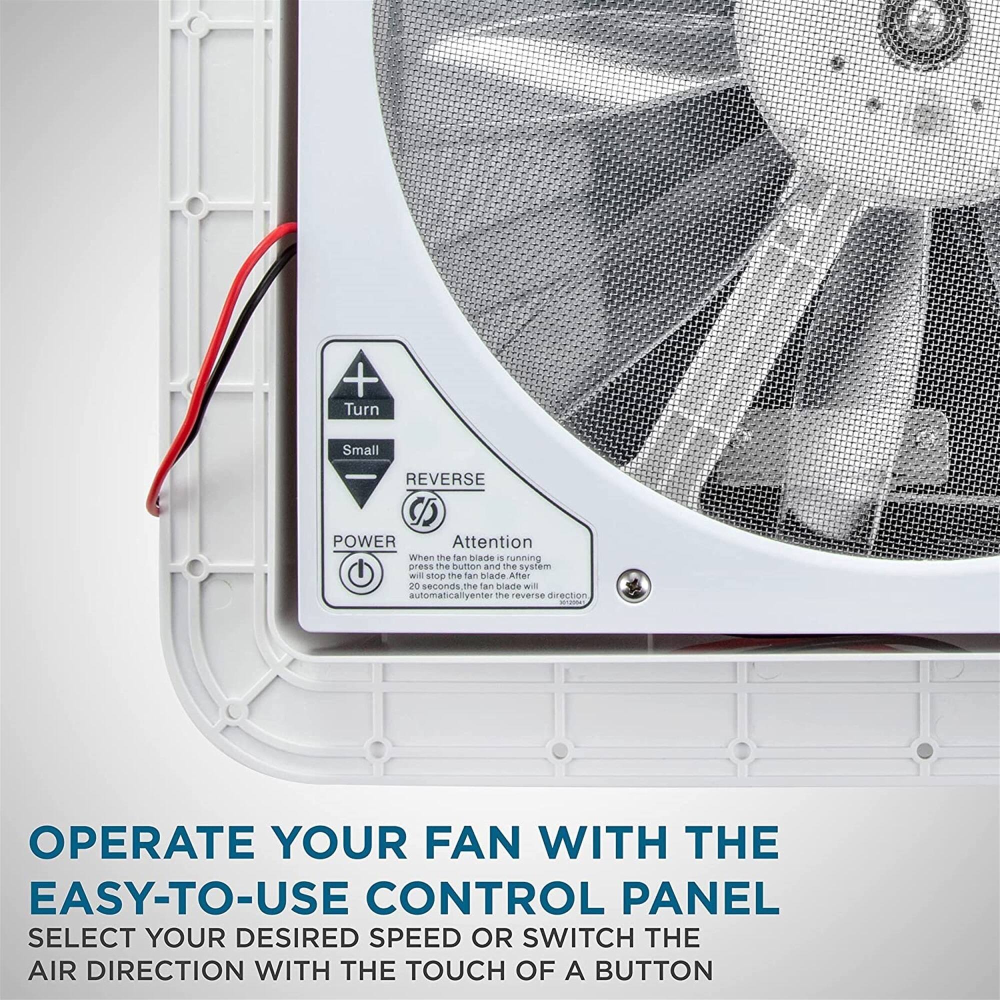 + Turn Small REVERSE D POWER Attention When the fan blades are running, press the button and the system will stop the fan blades after 20 seconds. The fan blades will automatically enter the reverse direction. - OPERATE YOUR FAN WITH THE EASY-TO-USE CONTROL PANEL SELECT YOUR DESIRED SPEED OR SWITCH THE AIR DIRECTION WITH THE TOUCH OF A BUTTON