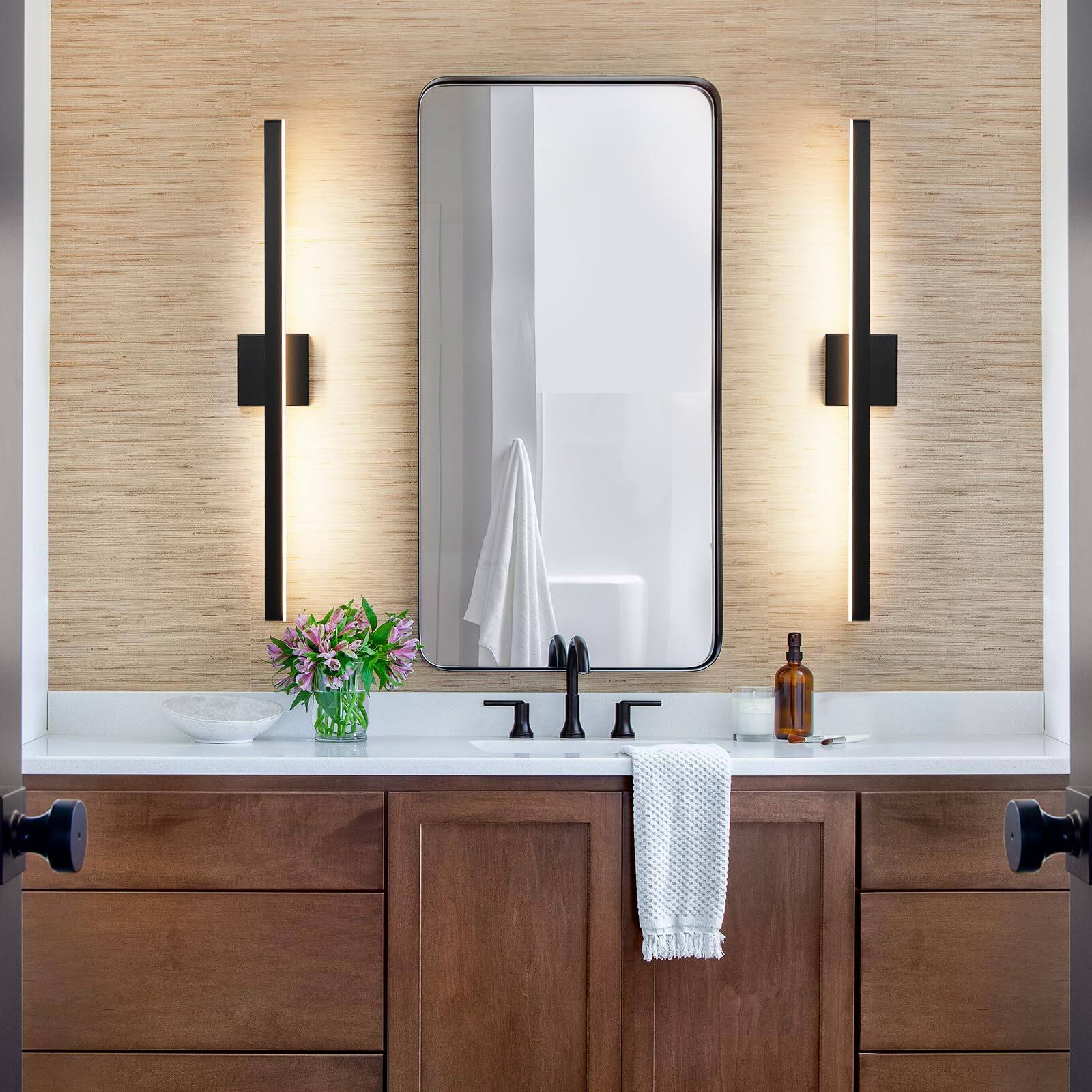 Left. HM 1810 - Modern Bathroom Vanity Light Led Bar Fixture Over Mirror Inch Dimmable cct - Black 39 inch.