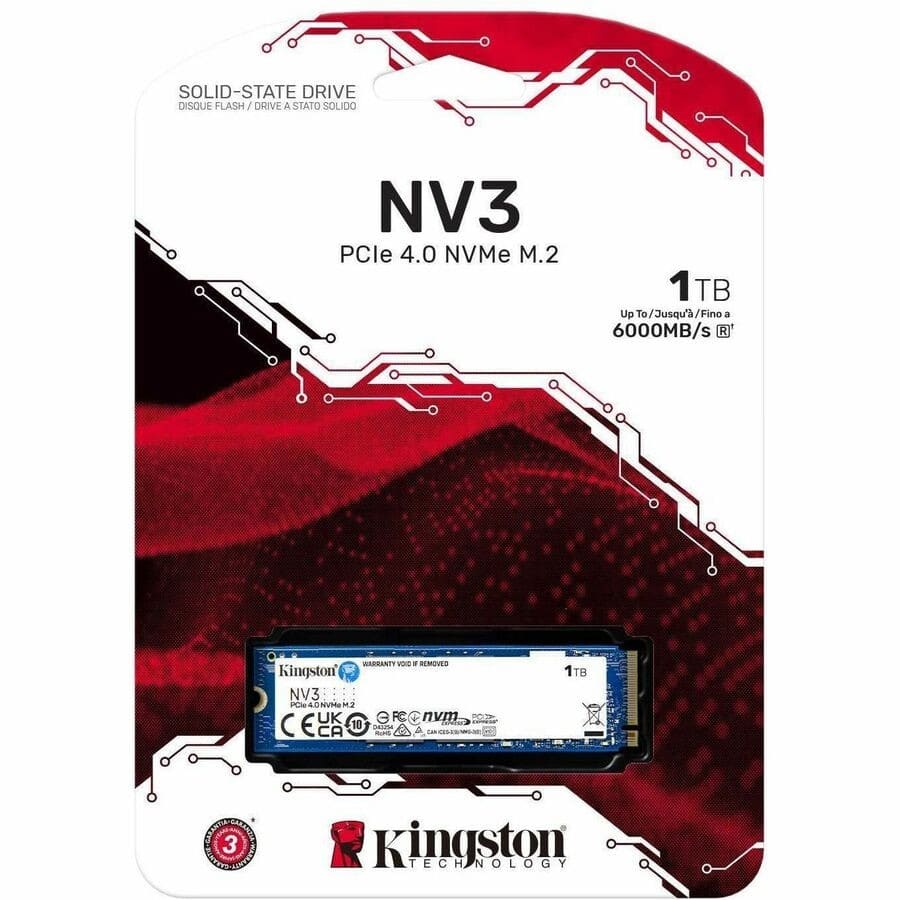 Kingston NV3 M.2 2280 1TB PCIe 4.0 x4 NVMe Internal Solid State