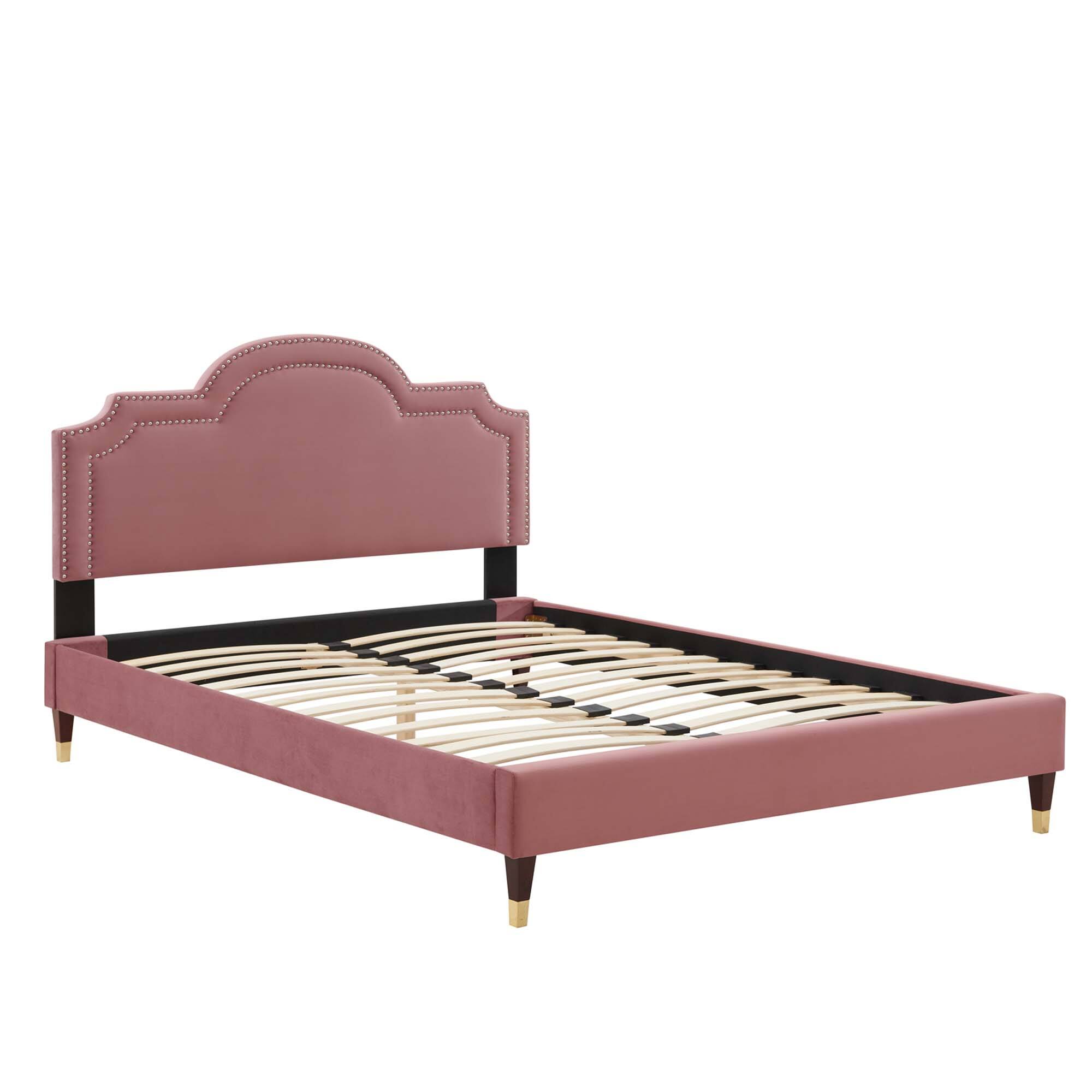 Back. Modway - Juniper Channel Tufted Performance Velvet King Platform Bed - Red.