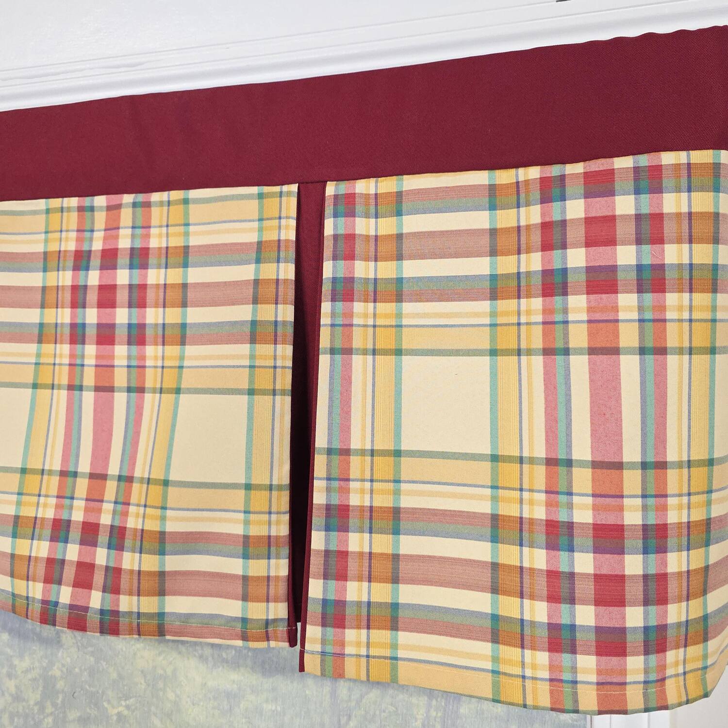 Left. RLF Home - RLF Home Syon Park Pleated Window Valance 100% Cotton Rod Pocket 50" x 17" Gold - Gold.