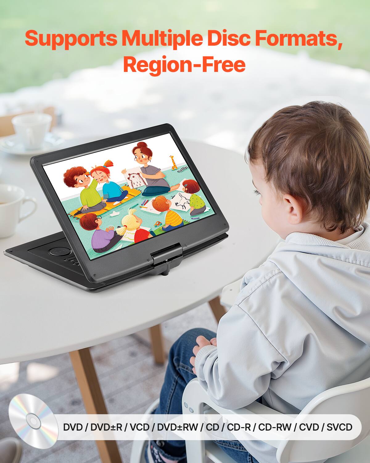 Supports Multiple Disc Formats, Region-Free

DVD / DVD±R / VCD / DVD±RW / CD / CD-R / CD-RW / CVD / SVCD