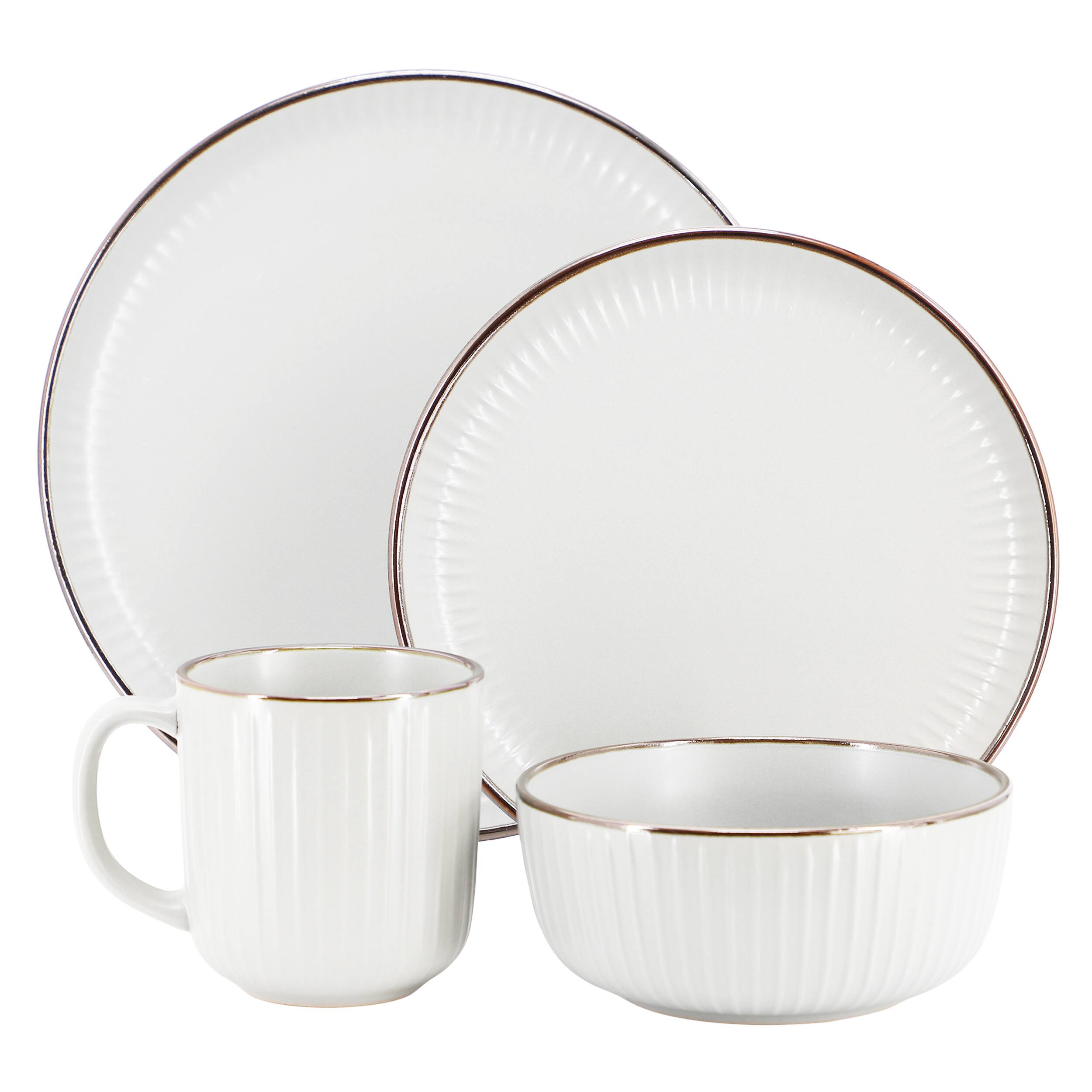 Alt View 1. Elama - Elama Leo 16 Piece Stoneware Dinnerware Set In White - White.