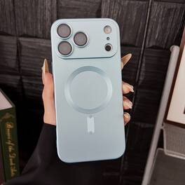 Dteck - Magnetic Case for Apple iPhone 17 Pro Max Plating Matte Shockproof Lens Protection Slim Cover - Blue
