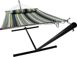 Sorbus - 2-Person Stylish Hammock with Stand- Premium Cotton 53" Large Hammock Bed- with Spreadedbars & Pillow - Blue