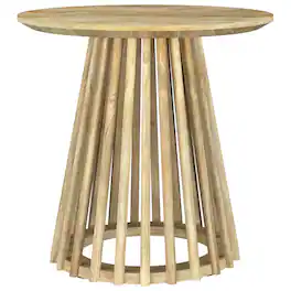 Manhattan Lane - Trey Round End Side Table, Spindle Pedestal, Natural Mango Wood 22 Inch - Natural Mango Brown