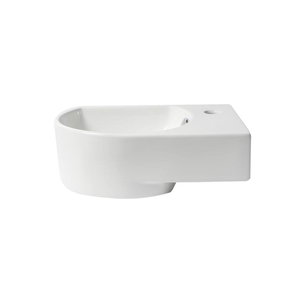 Back. Alfi - White 16" Small Wall Mounted Ceramic Sink with Faucet Hole - White.