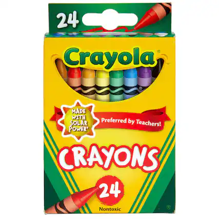 24 Crayola Crayons
MADE WITH SOLAR POWER
Preferred by Teachers!
24 - Nontoxic