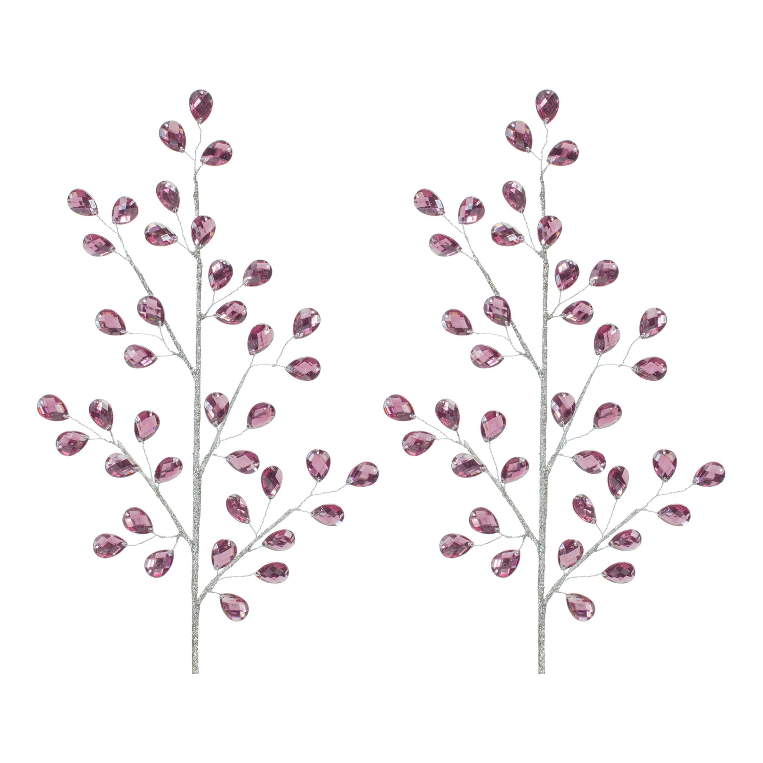 Left. BreeBe - Purple Jewel Spray (Set of 2) - Silver, Purple.