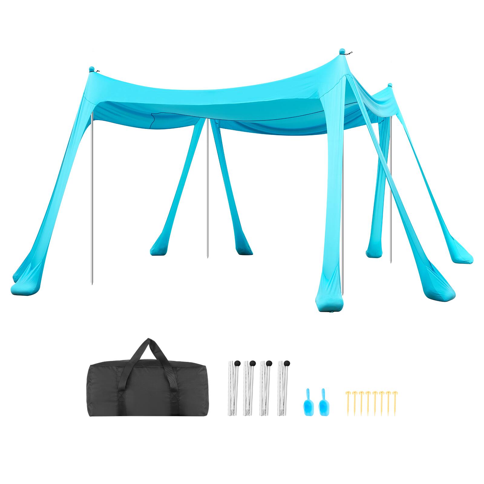 Alt View 5. VEVOR - Beach Tent Sun Shelter, UPF50+ Sun Protection, 6.6 ft Tall, 10 x 10 ft, Easy Pop Up Beach Canopy with Sandbags - Green.