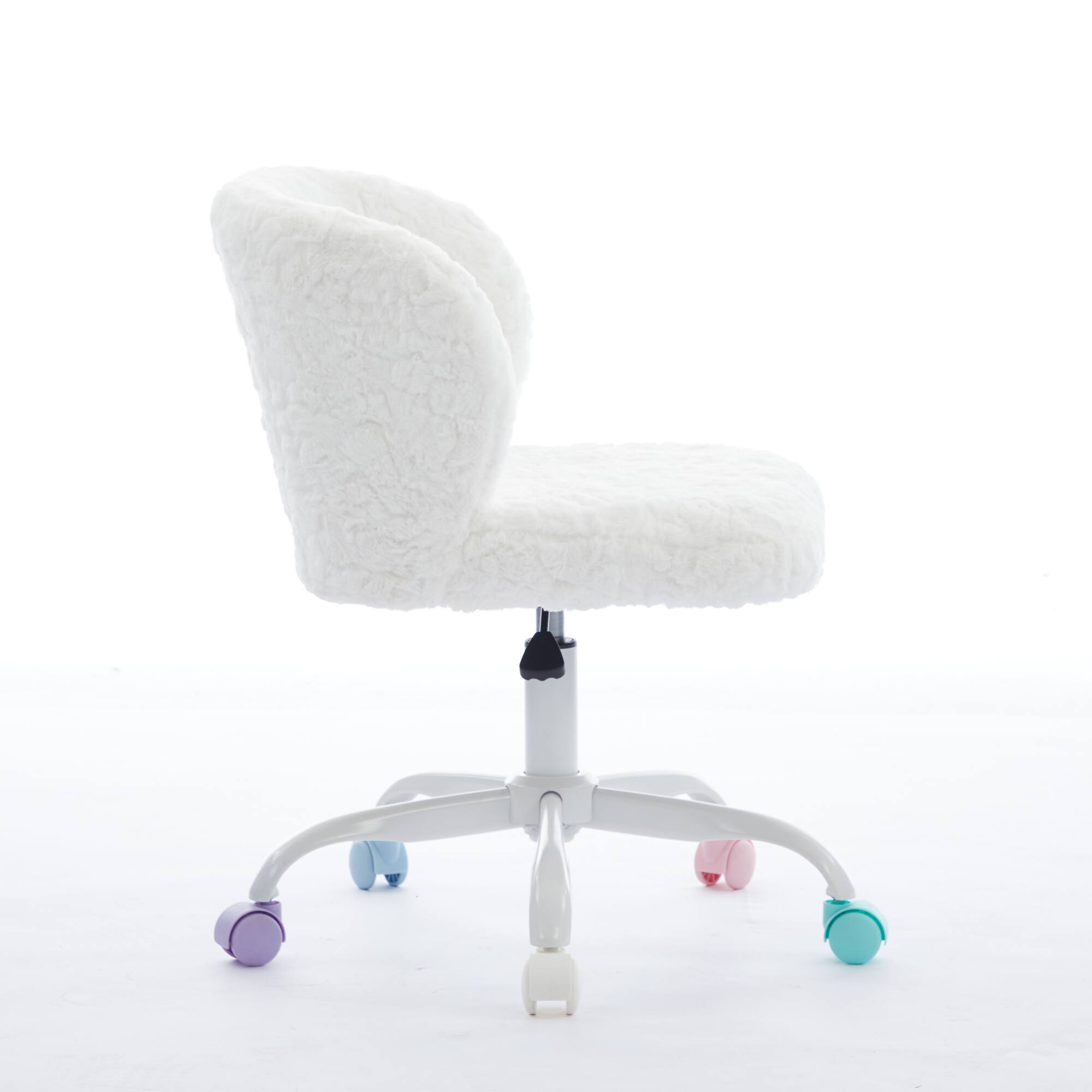 Alt View 2. GOODSILO - Faux Fur Swivel Office Chair with Ergonomic Design and Adjustable Height for Home Office or Vanity Use - Ivory.