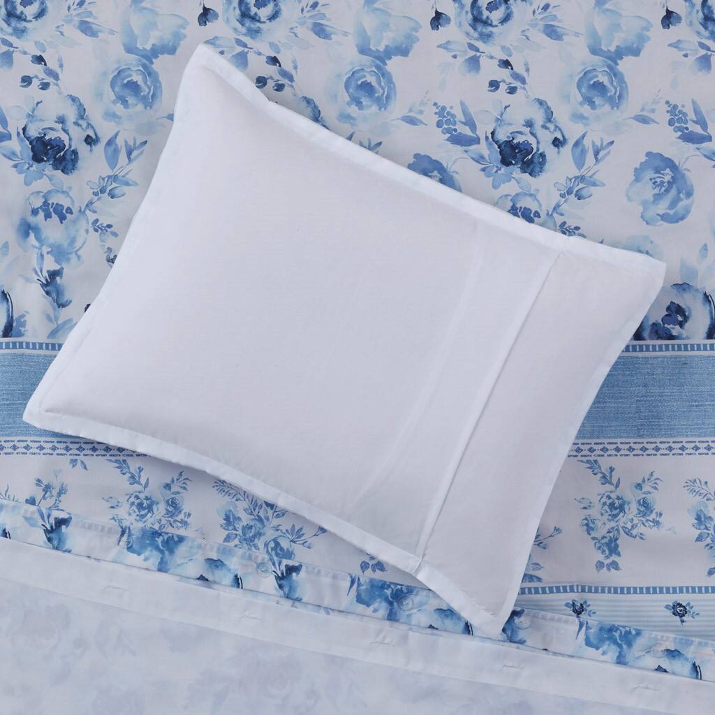 Alt View 2. Gracie Mills - Gracie Mills Alejandra Floral Striped Duvet Cover Set - Blue.