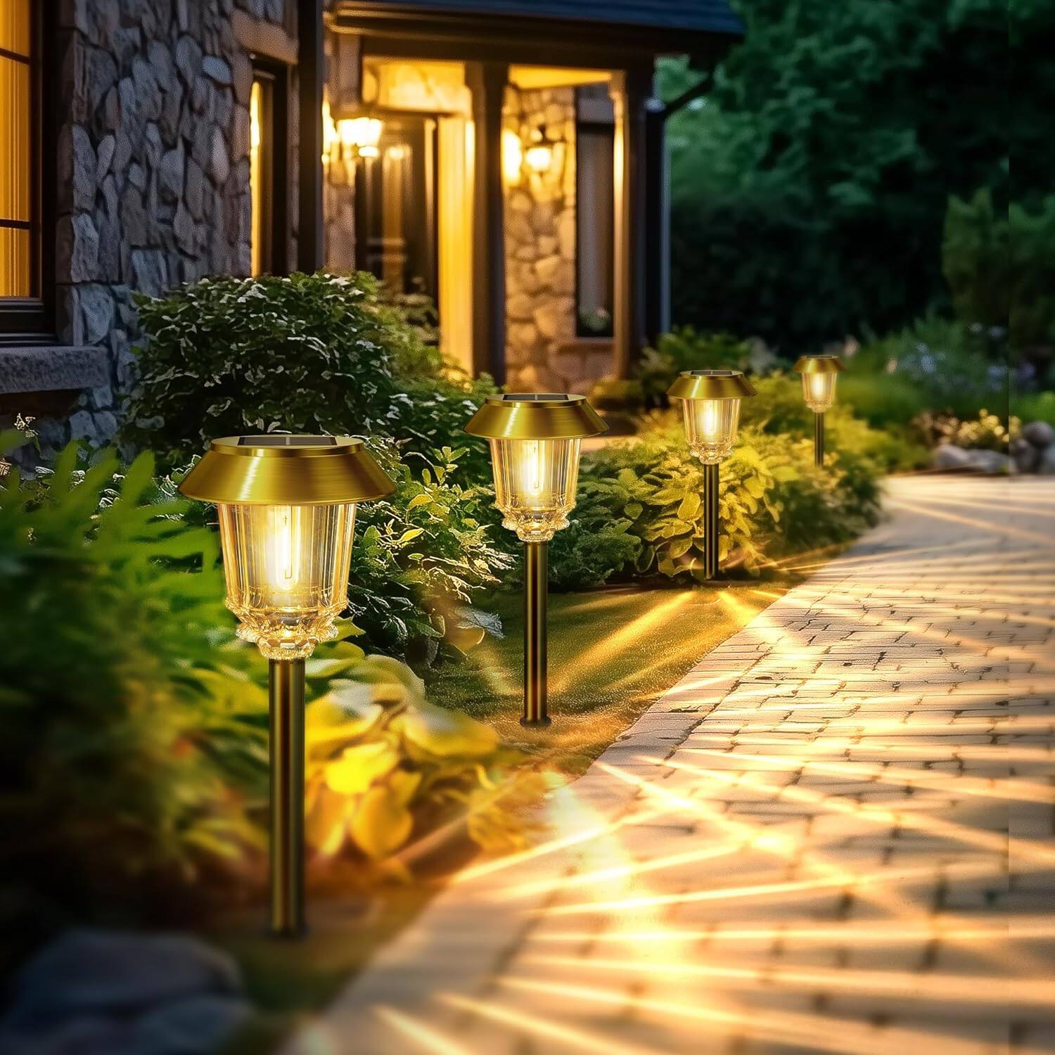 Alt View 1. Dazzed Corner - Solar Lights Outdoor,4 Pack Gold Pathway Lights - Gold.