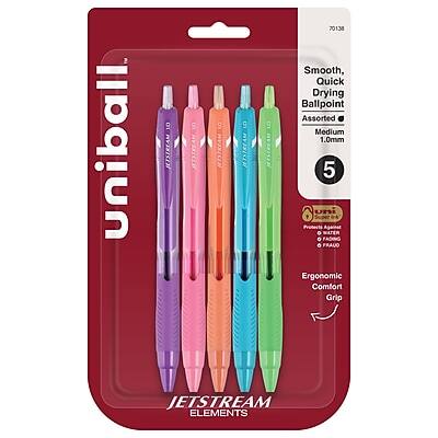 Jetstream Quick Drying Ink uni ball Jetsream Elements Ballpoint Pens, Medium Point, 1.0mm, 5/Pack ...