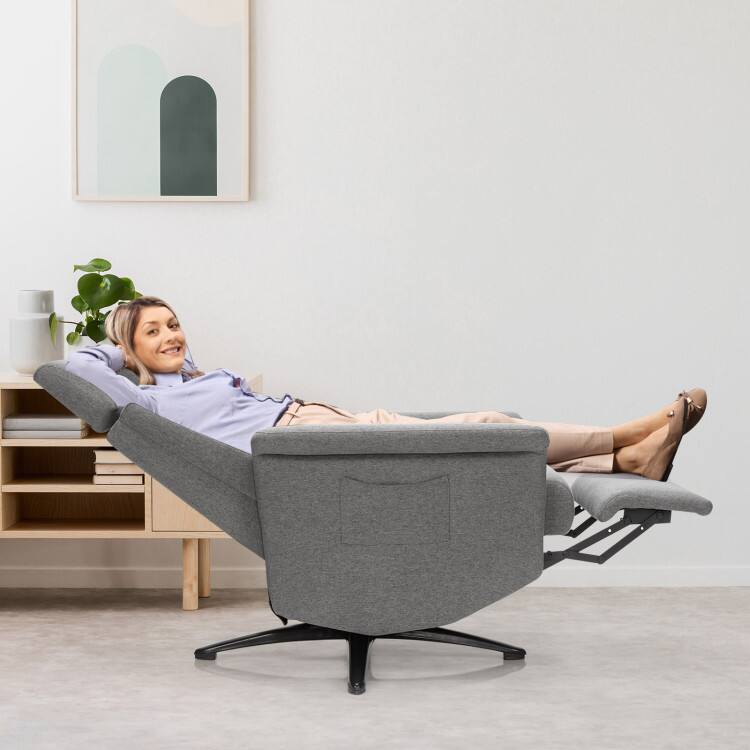 Left. SlickBlue - Swivel Massage Recliner Chair with Adjustable Headrest for Living Room - Grey.