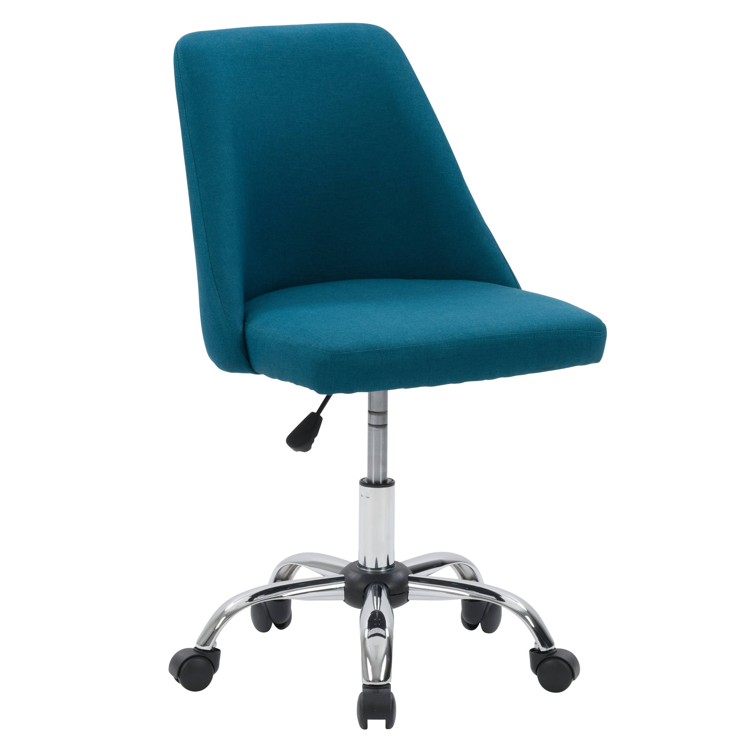 Angle. CorLiving - Marlowe Upholstered Armless Task Chair - Dark Blue.