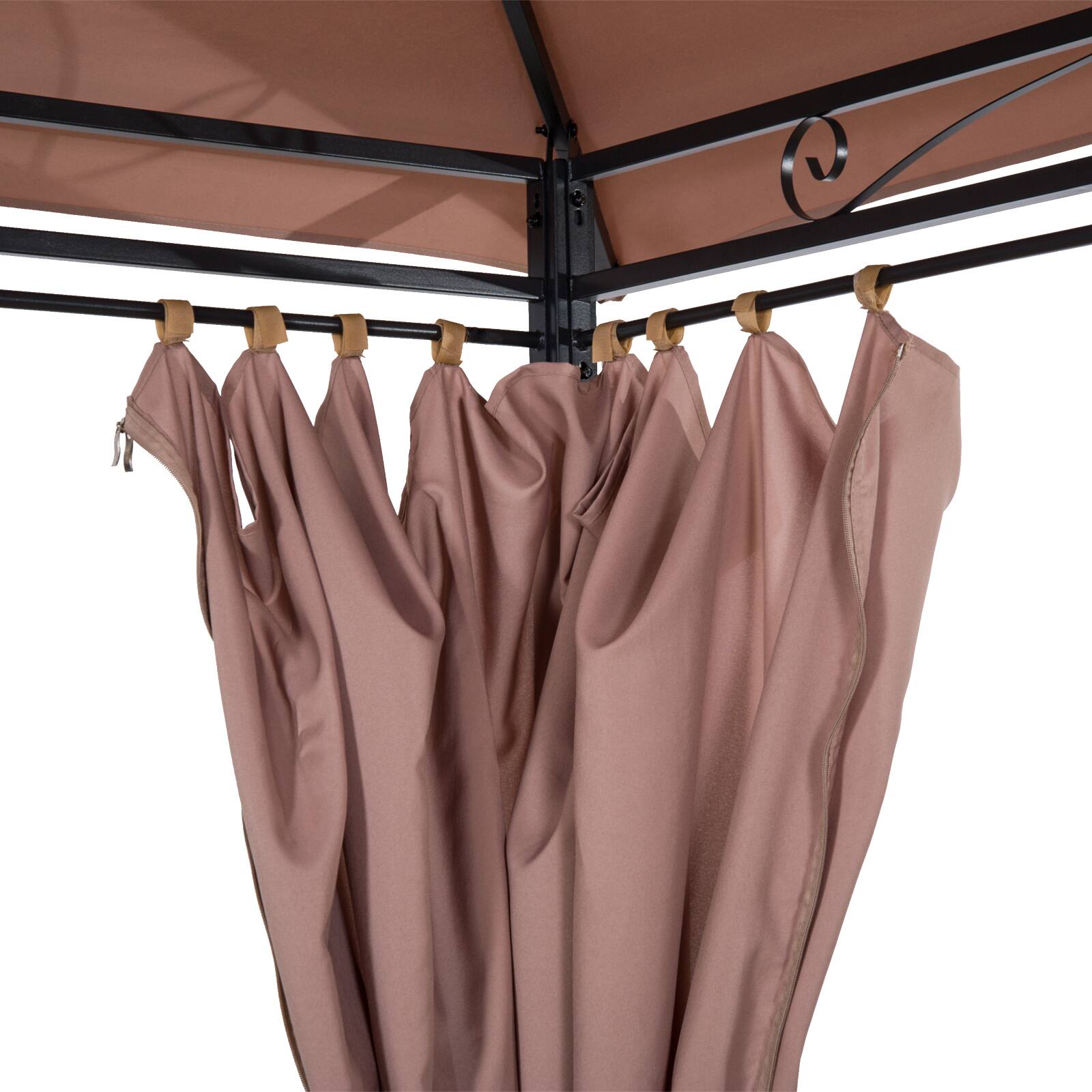 Alt View 5. Outsunny - 10' x 13' Patio Gazebo, Outdoor Gazebo Canopy Shelter with Curtains, Vented Roof, Steel Frame for Garden, Lawn - Khaki.