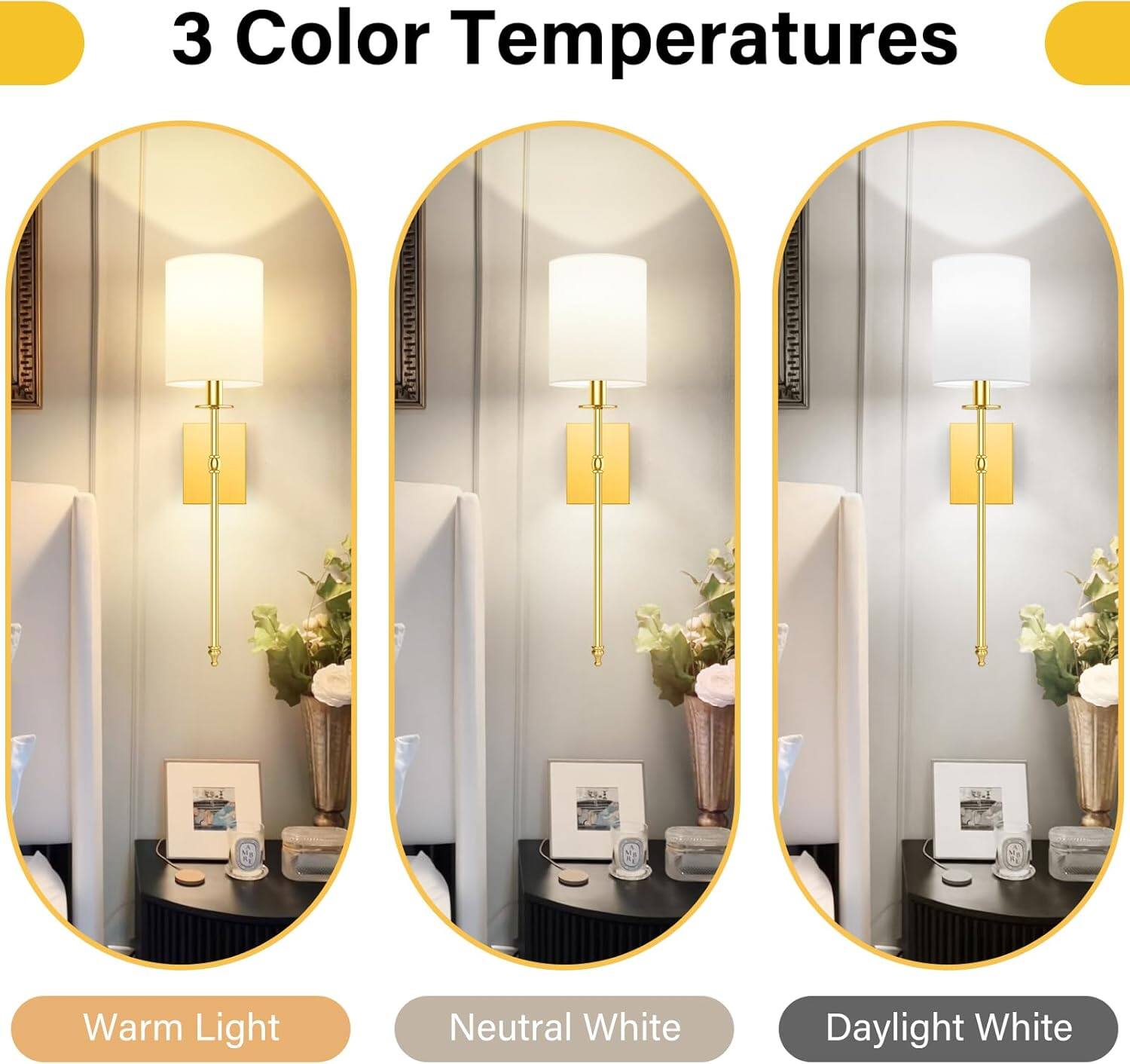 3 Color Temperatures

Warm Light

Neutral White

Daylight White