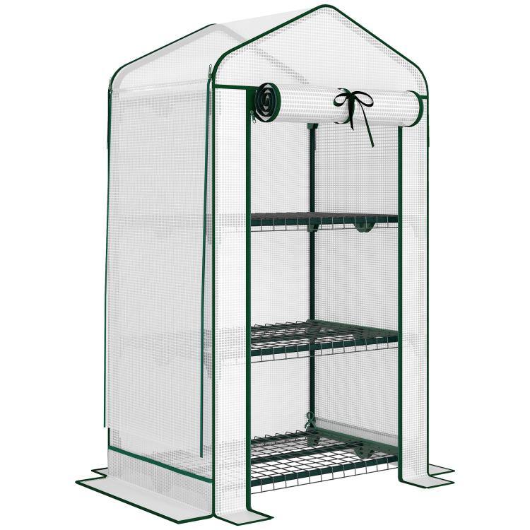 Alt View 10. PULUZ - Mini Greenhouse with Screen Roof, Portable Small Greenhouse with Roll-Up Zipper Door, 27.6 inch x 19.7 inch x 50 inch - White.