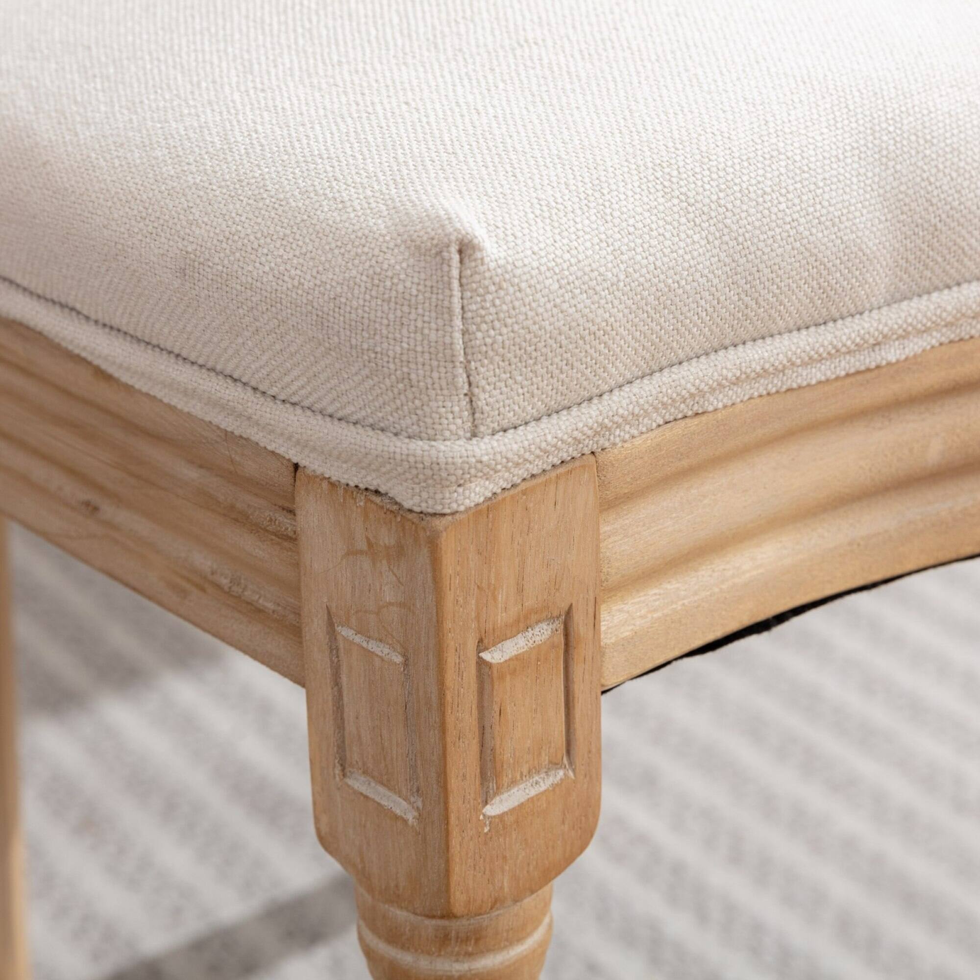 Alt View 6. GOODSILO - French Style Solid Wood Dining Chairs with Linen Upholstery and Rattan Backrest, Set of 2 - Beige.