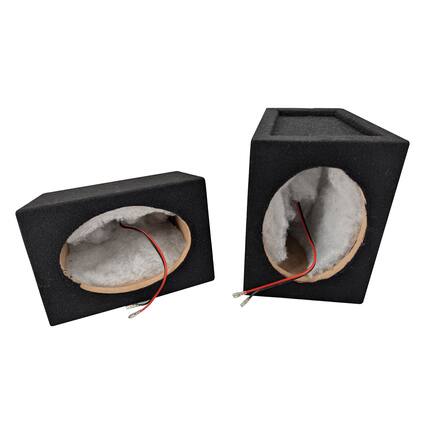 Front. SDX Audio - 5"x7" Speaker Enclosure Pair w Internally Pre-Wired Fast-On Terminal - Black.