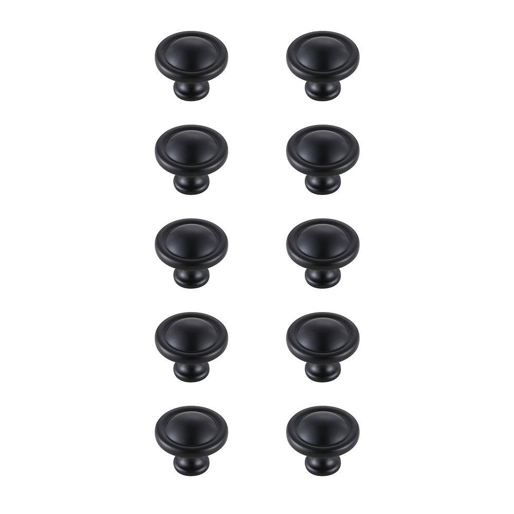 Alt View 2. Elegant Decor - Garlande 1.2" Diameter Matte Black Mushroom Knob Multipack (Set of 10) - Matte Black.