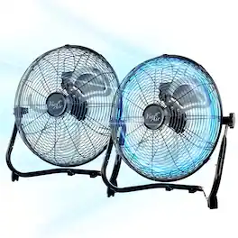 VieAir - Vie Air 14 Inch Twin Pack Industrial High Velocity Heavy Duty Metal Floor Fan with 3 Speed Settings - Black
