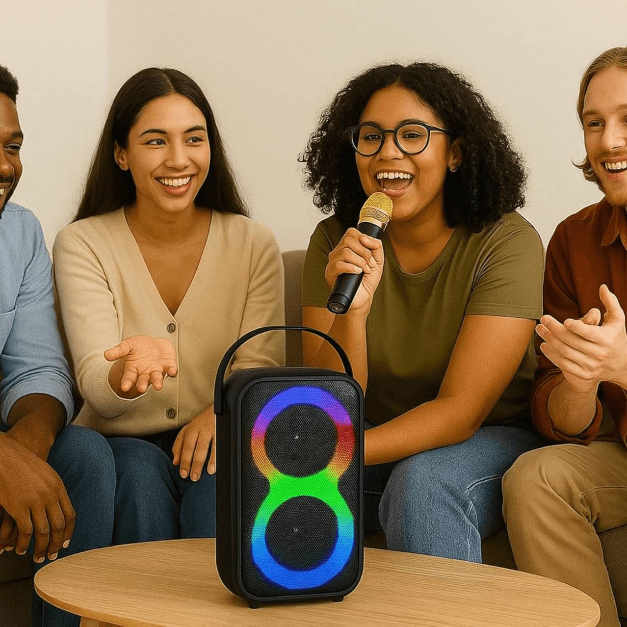 Alt View 8. iQ Sound - Karaoke Kraze 2 x 4-Inch Portable Bluetooth Speaker - Black.