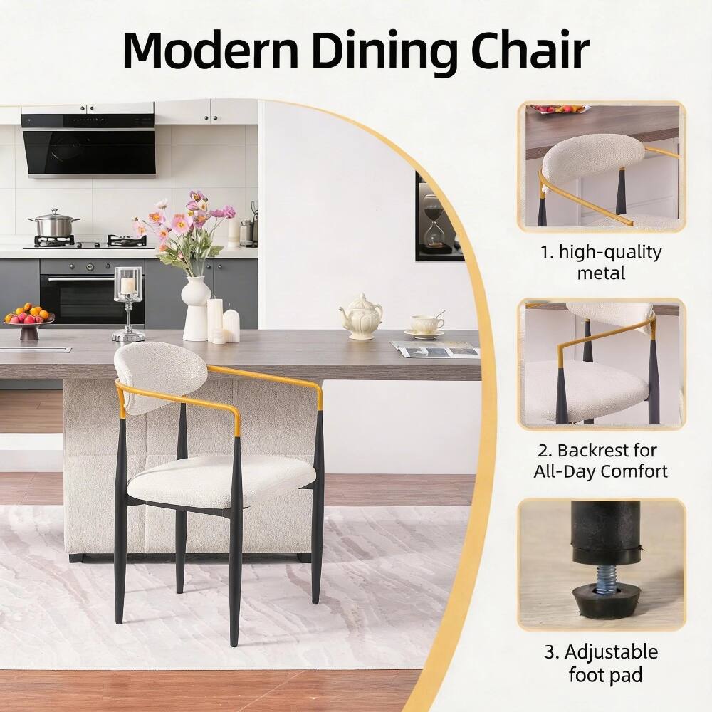 Modern Dining Chair

1. high-quality metal
2. Backrest for All-Day Comfort
3. Adjustable foot pad