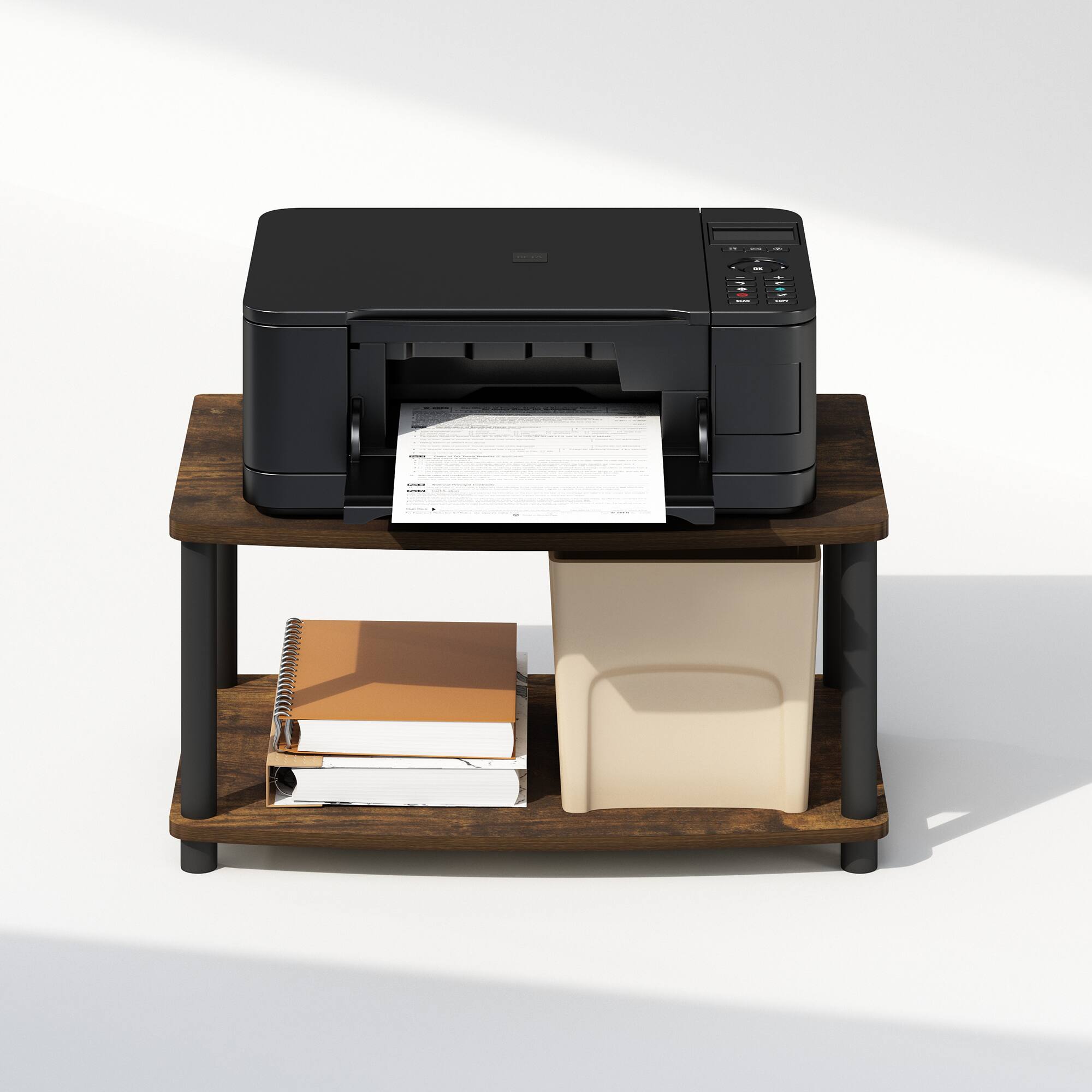 Alt View 4. Furinno - Turn-N-Tube 2-Tier Multipurpose Printer Stand Display & Storage Shelf.