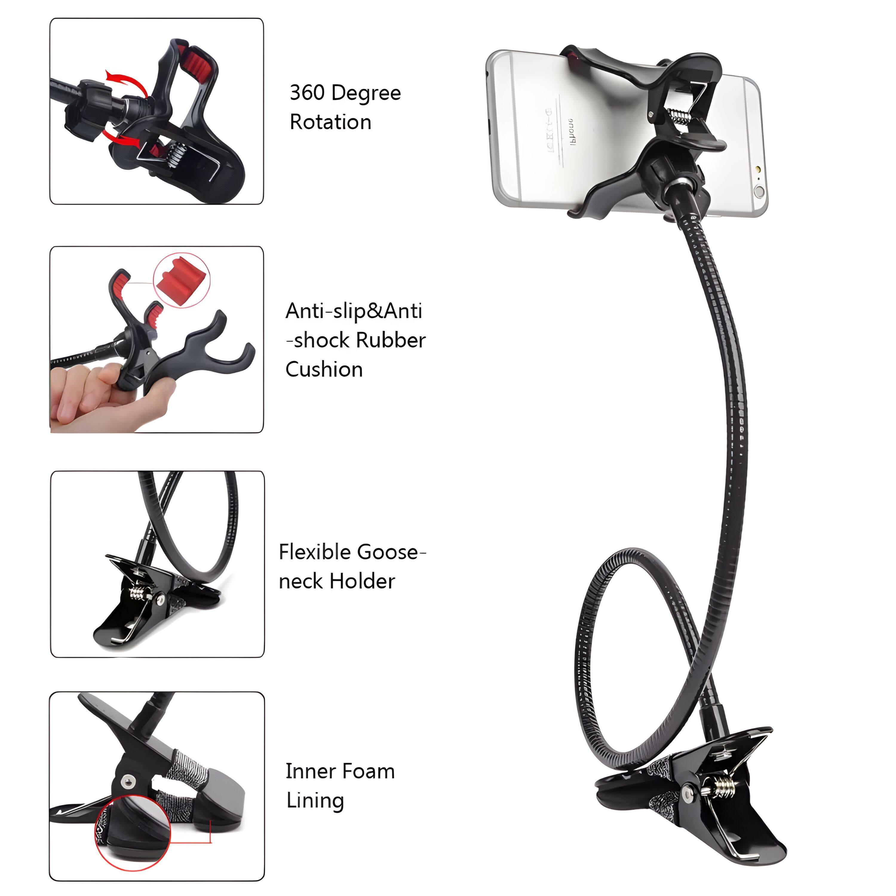 360 Degree Rotation

Anti-slip & Anti-shock Rubber Cushion

Flexible Goose-neck Holder

Inner Foam Lining