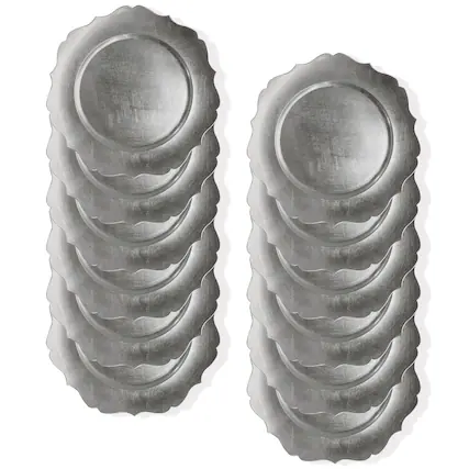 Front. American Atelier - Silver Scallop Charger Plate Set- 12 Pieces - Silver.