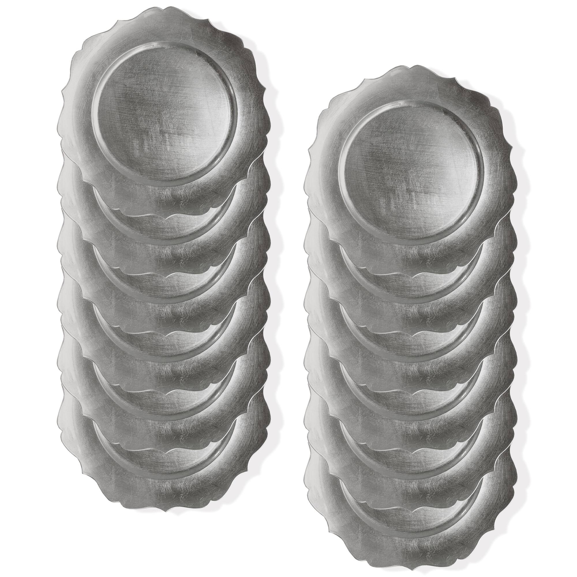 Front. American Atelier - Silver Scallop Charger Plate Set- 12 Pieces - Silver.