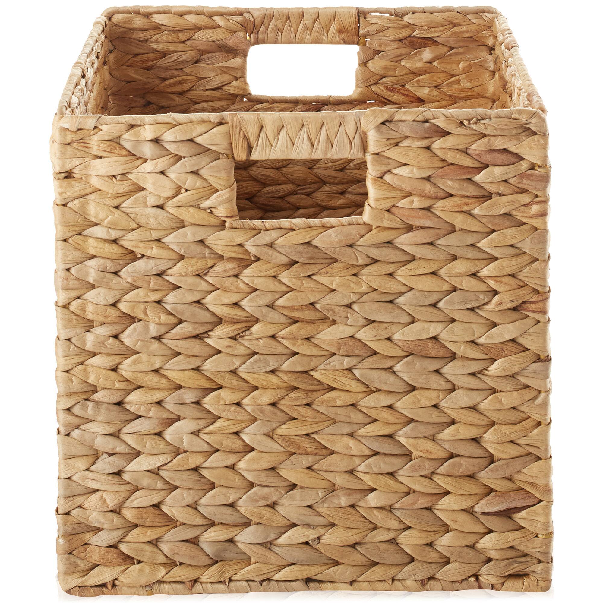 Alt View 3. Casafield - 13 x 13-in Water Hyacinth Storage Baskets  - 2 Pack - Natural.
