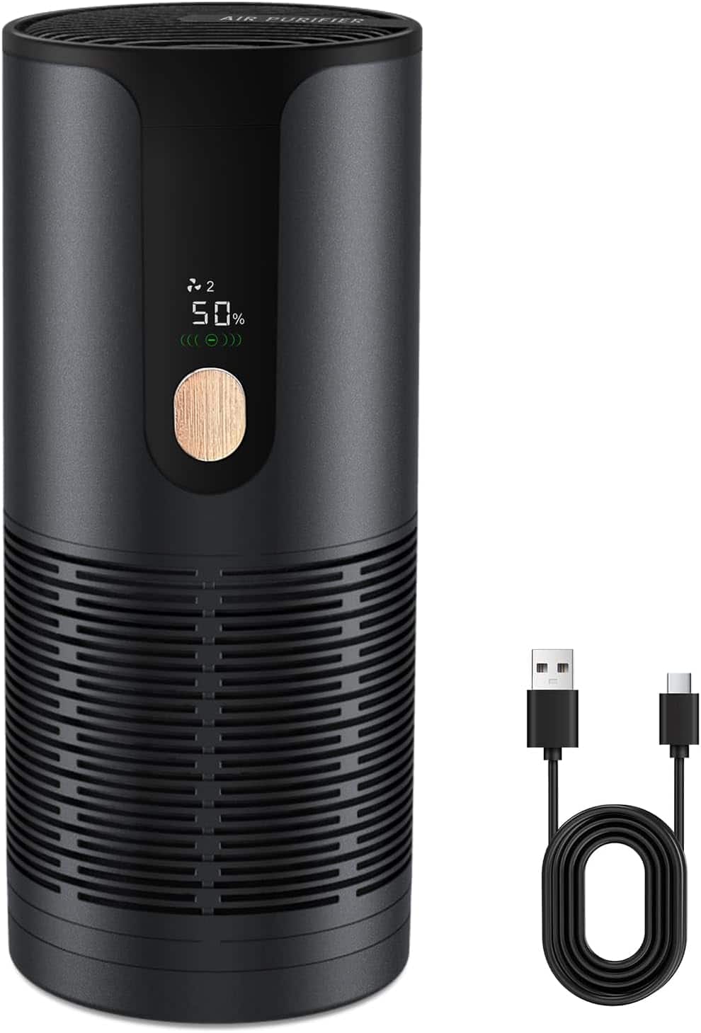 Core Tech - Mini Car Air Purifier with H13 HEPA Filter, USB-C Rechargeable, Ultra-Quiet Portable Air Cleaner for Car,Office & Travel - Black Matte Finish