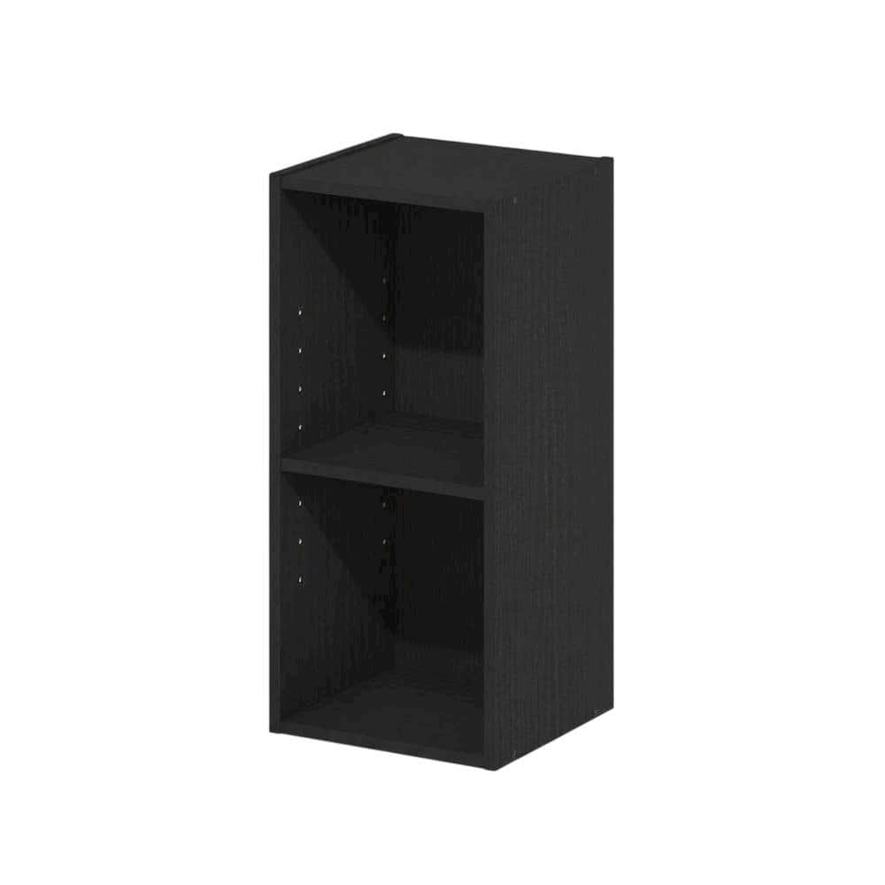 FurniFact - Black wooden bookcase with compact height and modern design - Blackwood