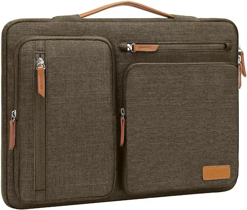 Front. mosiso - 360 Protective Laptop Handbag Sleeve 15 inch for MacBook Air 15 M4 M3 M2 / Pro 15 Dell XPS Plus - Carob Brown.