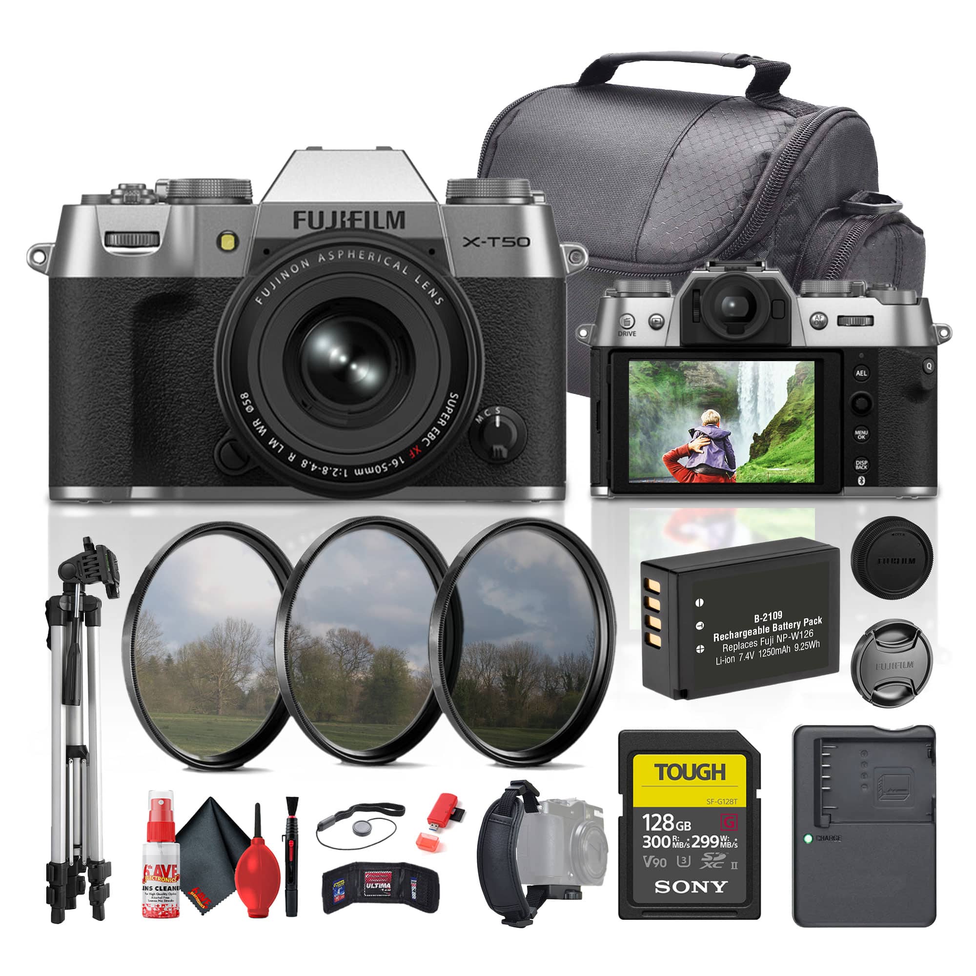 Fujifilm - X-T50 Mirrorless Camera with XF 16-50mm f/2.8-4.8 Lens (Silver) Bundle